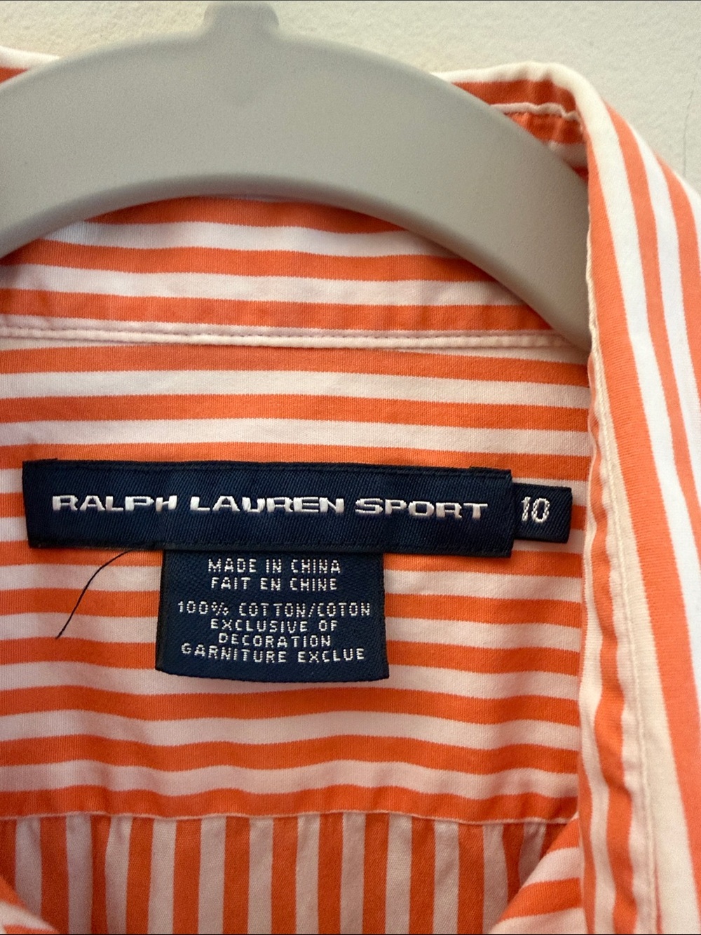 Ralph Lauren Sport Creamsicle Orange Nautical Striped Button-Up Shirt 10 Cotton - Picture 5 of 8